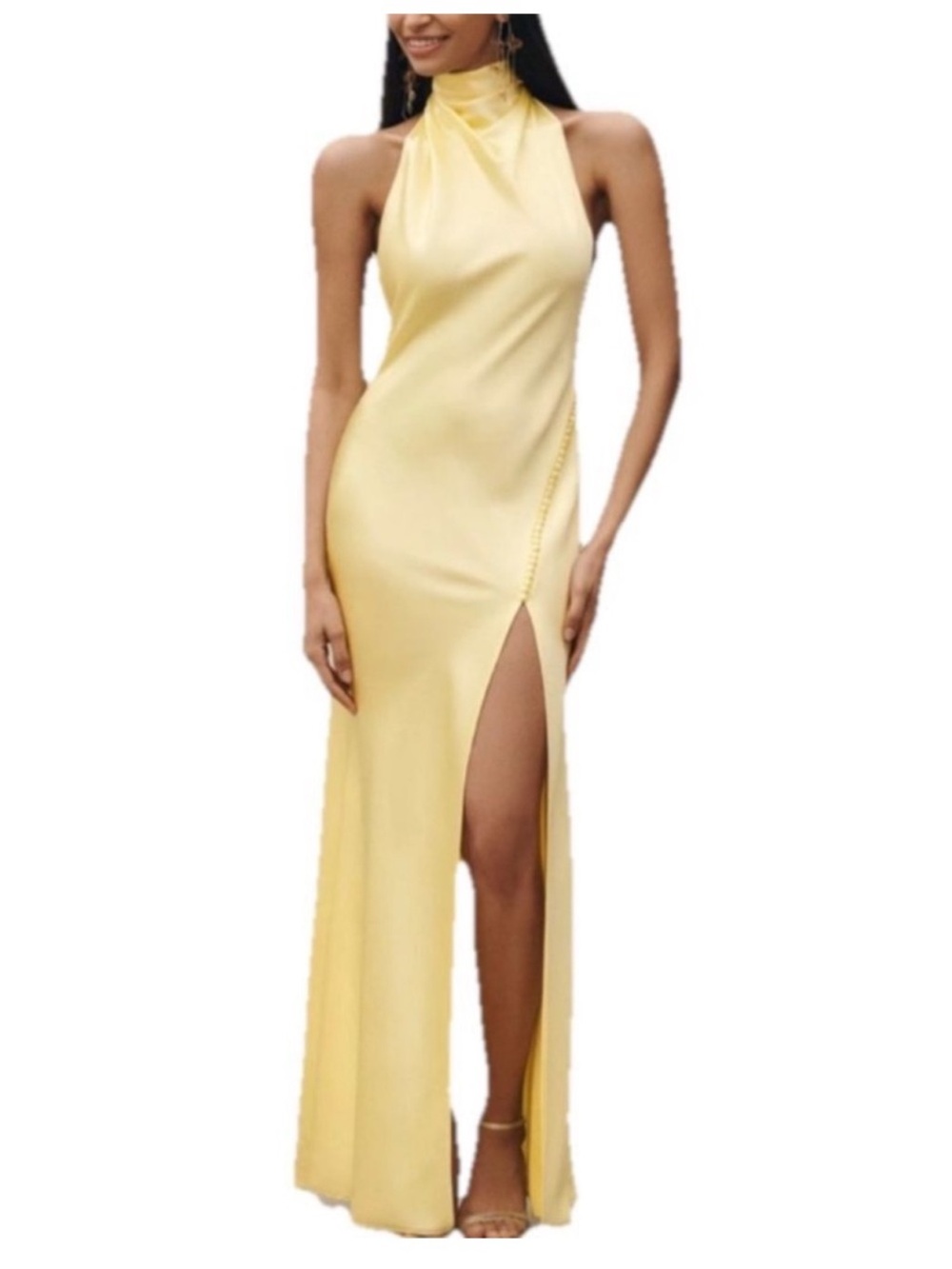 SAU Lee Penelope Satin Gown Maxi Dress in Popcorn Yellow size 10 - Picture 3 of 10